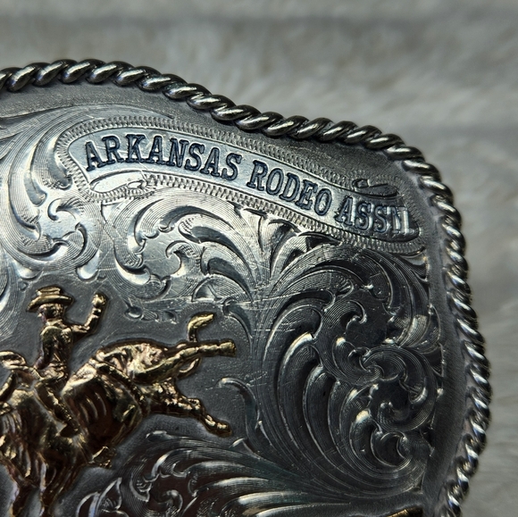 Vintage Skyline Sterling Filled Overlay 1/10 10K Silver & Gold Belt Buckle - Picture 3 of 7